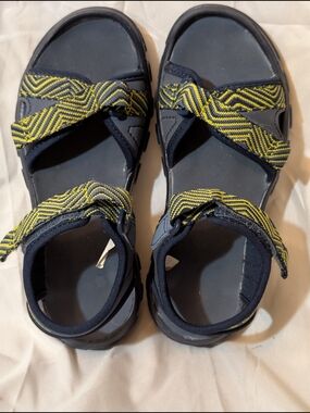 Quechua Blue Sandals with Yellow Striped Straps